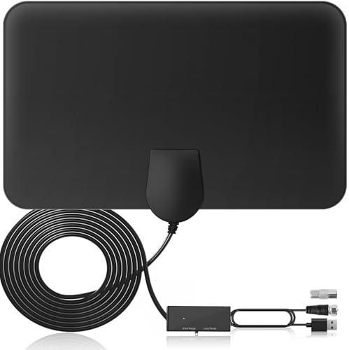 Powerfull TV Aerial Indoor - TV Aerial with Signal Booster, Digital TV Antenna indoor with Strong Signal for Freeview TVs 380+ Miles Range Support 4K 1080P HDTV
