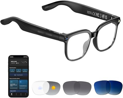 Tulbeys AI Smart Camera Glasses HD 1080P with 3 Interchangeable Lenses