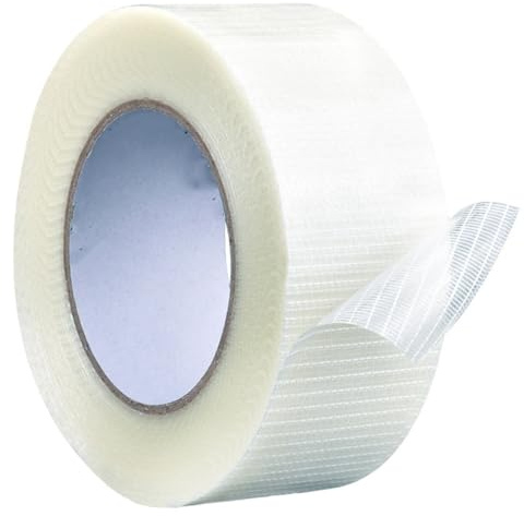 Gatuida Ruban Adhésif en Fibre de Verre 50 Mm X 25 M Ruban Adhésif Simple Face Résistant en Maille D'emballage Solide pour Usage Industriel et Fixation Polyvalente