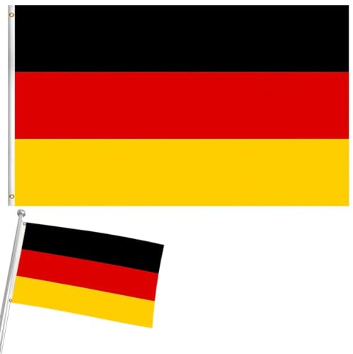 Banderas de Alemania grandes de 5 x 3 pies con patrón de doble lado, bandera alemana con ojos de latón para decoración de fútbol de la Copa del Mundo Euro Football Decorations Rugby Sport Events Día