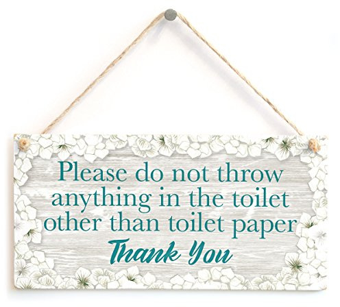 Toilet Paper Only Hanging Sign, Grey Plank Bathroom Notice | Rustic toilet notice