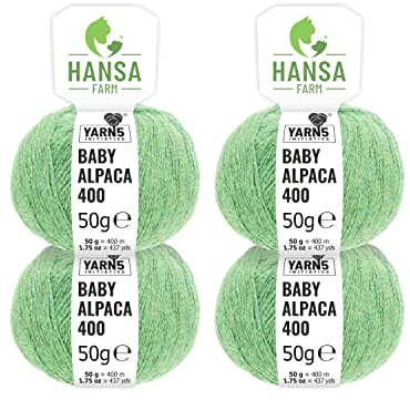 HANSA-FARM | 100% Baby Alpakawolle in 50+ Farben (kratzfrei) - 200g Set (4 x 50g) - weiche Alpaka Wolle zum Stricken & Häkeln in 6 Garnstärken by Hansa-Farm - Smaragd Heather (Grün)