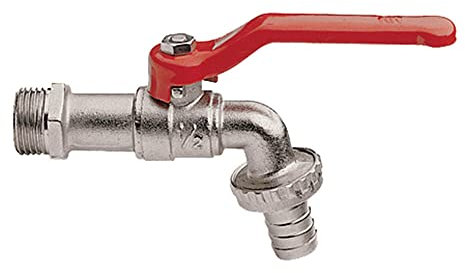 Vetrineinrete® Rubinetto da giardino per fontana da esterno monoforo con portagomma per irrigazione con valvola a sfera da ½ con impugnatura a leva e porta gomma G13