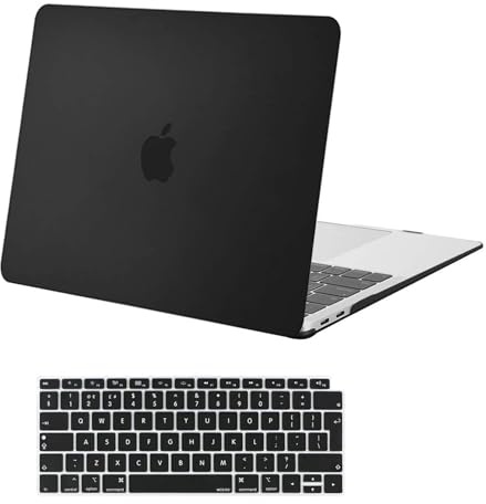 MOSISO Kompatibel mit MacBook Air M1 Hülle 13 Zoll 2021 2020-2018 | Ultradünne Hartschale Hülle für MacBook Air 13,3 Zoll A2337 A2179 A1932 & Tastaturschutz, Schwarz