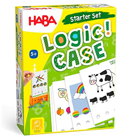 HABA Logic! CASE Starter Set – Logikspiel für Kinder ab 5 Jahren – Unterhaltsame Bilderrätsel mit 77 Aufgaben – Lernspiel für unterwegs – 1306120001