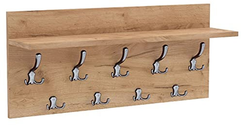 AKKE Garderobenpaneel Garderobenleiste Wandgarderobe Mit Ablage Wandpaneel Garderobe PVC Verti 40x80 cm CHROM | GOLD CRAFT