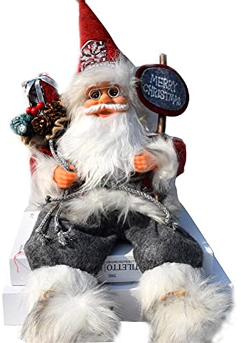 RPixc Weihnachtsmann Sitzender Weihnachtsvitrine Dekoration 57cm Weihnachtsmann Dekofigur Nikolaus für Innen- und Außen