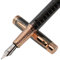 Edgedale Kirkbeck Fountain Pen, Smooth Flow Medium Nib, with 2 Black Ink Cartridges, Ink Refill Piston Converter, Pen Sleeve Case, Gift Box – Gunmetal Grey with Rose Gold Trim