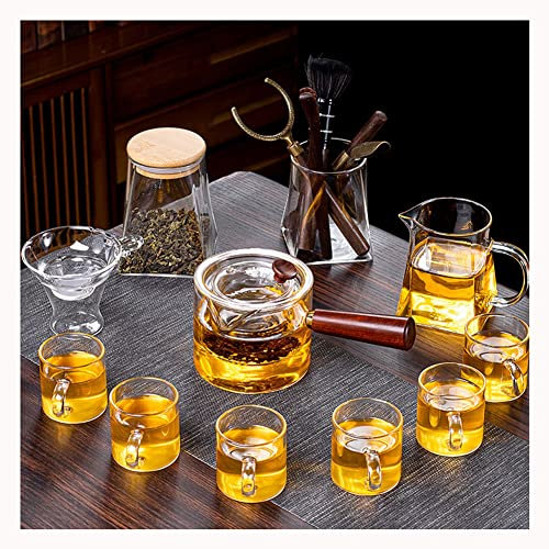 KISOARTWQ chinese tea set teapot set gongfu tea set japanese tea set Resistant Glass Tea Set Coffee Set Tea Maker Lazy Teapot Kungfu Tea Set Coffee Set(Color:B,Size:)