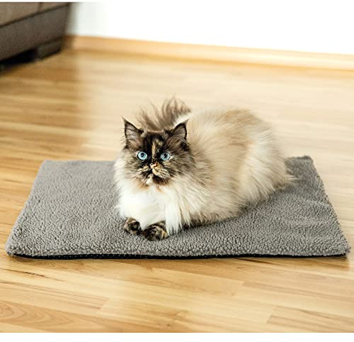 Bestlivings Selbstheizende Tierdecke (Grau / 50x60cm) - ÖKO TEX 100 - mit Reißverschluss, thermoisolierende, kuschelig weiche, waschbare Haustierdecke