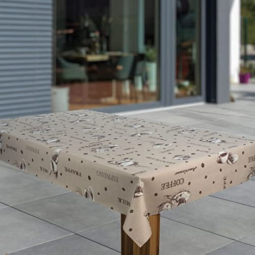 laro Wachstuch-Tischdecke Abwaschbar Garten-Tischdecke Wachstischdecke PVC Plastik-Tischdecken Eckig Meterware Wasserabweisend Abwischbar, Muster:Kaffee Espresso Braun Beige, Größe:140x240