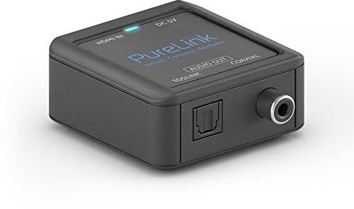 PureLink HDMI eARC Digital-Audio-Wandler, Koaxial- und Toslink-Ausgänge, ermöglicht den HDMI 2.1 eARC-Anschluss neuer TV-Geräte mit älteren Hifi-Anlagen und AVRs, schwarz