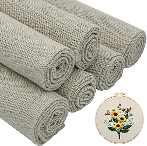 aufodara 4 Pezzi Tessuto per Punto Croce 50 x 50 cm Tessuto di Lino Naturale per Ricamo, Tessuti Ricamati, Decorativo Tovaglia, DIY Cucito Borsa per il Pane, Borsa Portaoggetti (6)