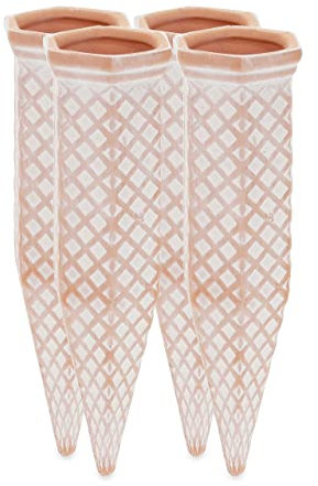 Relaxdays Tonkegel Bewässerung, 4er Set, Gießkegel für 1,5 l PET-Flaschen, Zimmerpflanzen & Balkonkästen, terrakotta