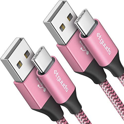 etguuds Câble USB C Rose [1m, Lot de 2], Câble USB vers USB C 3A Charge Rapide Nylon Chargeur Type C Cable pour Samsung Galaxy S23 S21 S20 S10 S9 S8 Plus, A20 A21 A40 A50