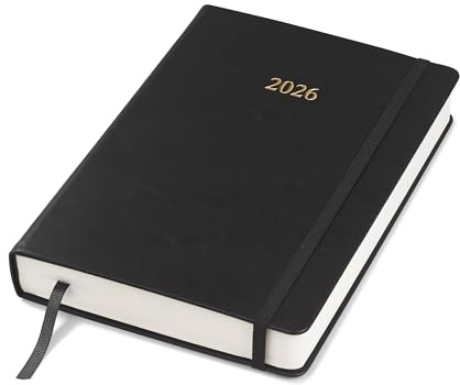 Wykeham's Executive 2026 Tagesbuch Journal – Eine Seite pro Tag – Mit deutschen Feiertagen – Mit Personalisierung erhältlich (Schwarz, A5)