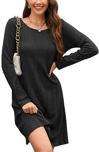 STYLEWORD Strickkleid Damen Kleid Langarm Herbstkleid Pulloverkleid Elegant Herbst Tunika Winterkleid