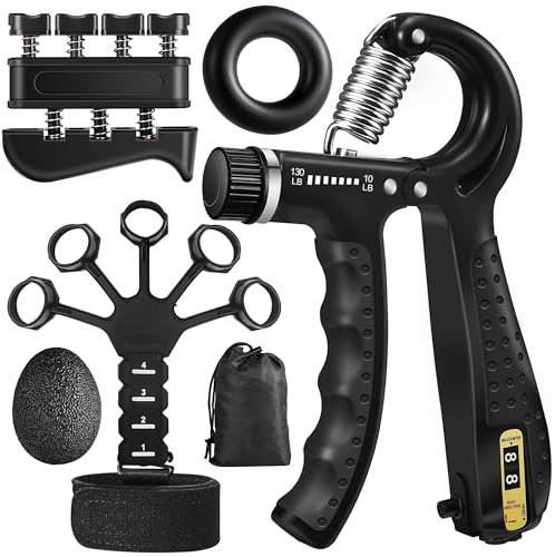 WATMAID Grip Strength Trainer Kit (5 Pack) Adjustable Resistance Hand Gripper,Finger Exerciser,Hand Extension Exerciser,Stress Relief Ball and Forearm Workout Ring for Muscle Building Injury Recover