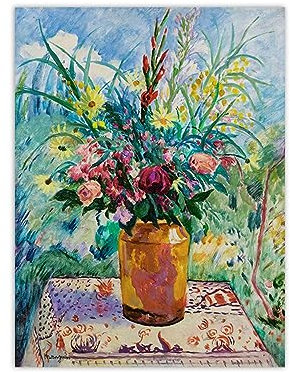 CSGWLAT Henri Manguin Bild,Berühmte Gemälde Poster,Topf und rosa Gladiolen,Druck auf Leinwand,Leinwand Poster Ohne Rahmen,Reproduktion,Wohnzimmer Wandkunst Bilder 20x28cm Ungerahmt
