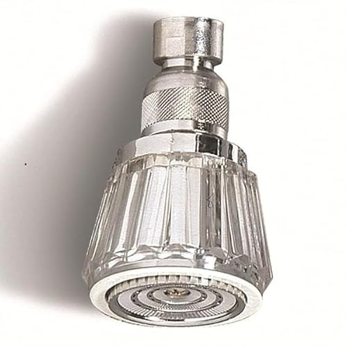 Schläfer 816915 | Duschkopf verstellbarem Strahl, Kopfbrause mit Gelenk Gewinde 1/2 PVC transparent, Regenduschkopf, Antikalk-Düsen verchromt Kopfbrause, Kristall-Multistrahl-Duschkopf.