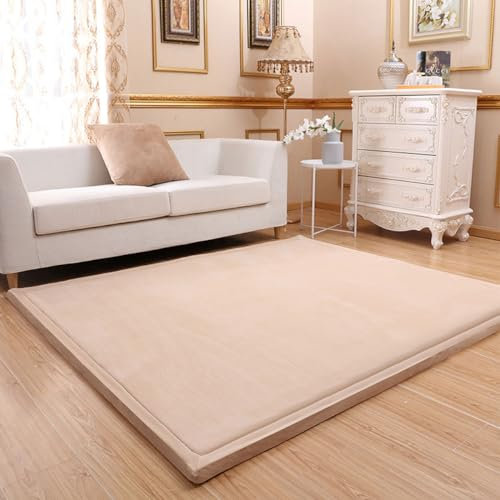 Single tree forest Einfarbig Teppich Für Kinderzimmer, als Krabbeldecke fürs Kind, Yogamatte und Übungsauflage geeignet-Beige-120 * 200cm