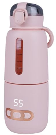 Hoapin Scaldabagno portatile scaldabiberon rapido USB caricatore bottiglia di vetro 300 ml temperatura regolabile 37-55°C Batteria 15000 mAh Potenza 90 W (rosa)
