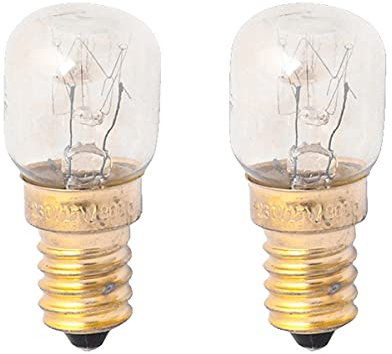 LEDLUX 2 PCS Lampadine Da Forno e Microonde, E14 15W 230V 80 Lumen 2800K, Resistente Alta Temperatura Fino a 300 Gradi (ST22 ⌀22mm)