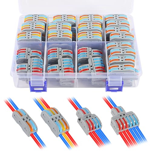 AITRIP 65pcs DIY splicing connectors Kits,Lever Wire Connectors, DIY Mini Compact Splicing Assortment Quick Electrical Connector Kit for 28-12 AWG