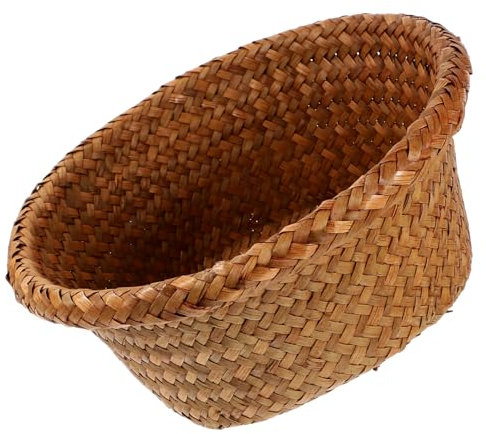 KITANDOVE Strohgewebter Brotkorb Kleiner Aufbewahrungskorb Aus Rattan Für Obst Und Snacks Zur Organisation Des Schreibtischs