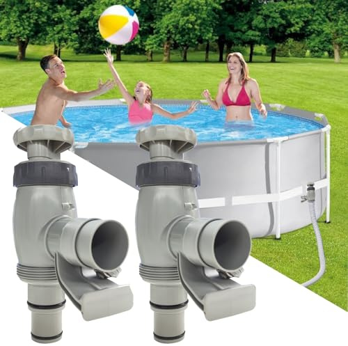 Shunfaji Rubinetto per Piscina Fuori Terra con Raccordo per Tubo da 32/38 mm, Accessori per Piscina Intex/Bestway, Valvola a Doppia Split Tubo Valvola per Pompa Piscina (Set di 2)