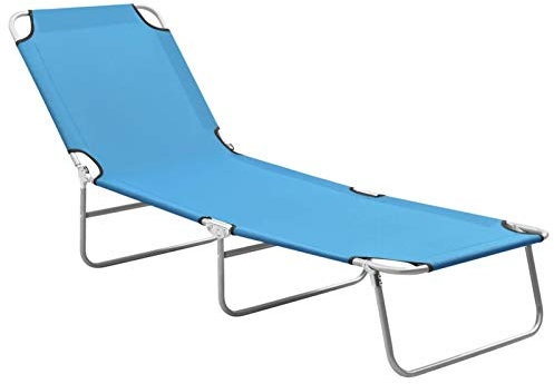 CIADAZ Klappbare Sonnenliege Stahl und Stoff Türkisblau, Gartenliege, Liegestuhl, Sonnenstuhl, Sonneninsel Outdoor, Liegen, Gartenmöbel, Bäderliege, Relaxliege - 310329