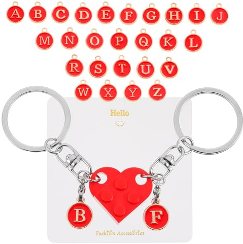AOZUO Porte Clef Couple,Porte Clé Couple,Porte Cle Couple Porte Clé Coeur Cadeau Couple Porte Clef Cadeau Pour Son Copain En Forme De Cœur En Brique Cadeau À Faire Soi-Même Pour Amoureux Petit