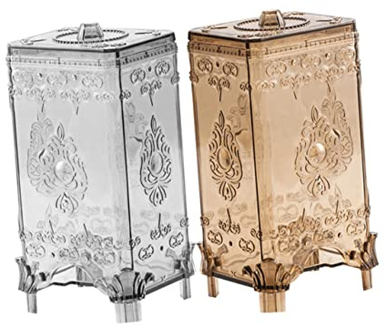 MAGICLULU Caja de Algodón Cosmético Estilo Europeo Relieve, Organizador de Maquillaje Pequeño de PS Bordes Suaves para Decoración de Tocador