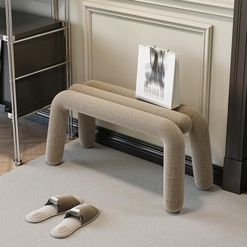 DIHRVTHC Schuh Bank Eingang, Kleine Bank für Eingang, Bauernhaus Bank, Eingangsbank für Schlafzimmer, Cord gepolsterte Bänke, Für Wohnzimmer, Foyer, Mudrom, Flur(Khaki,80cm)