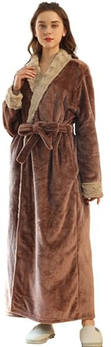 Robes de chambre pour femme Uk Fluffy | Robes de chambre chaudes pour femme UK Long sans capuche Vêtements de nuit pour femme Peignoirs en polaire Peignoir léger avec poches et ceinture Peignoirs de