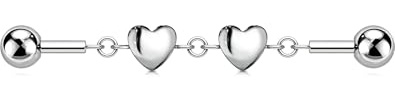 OUFER 14G Herz Industrial Piercing Chirurgenstahl 316L 38 mm Industrial Barbell Knorpel Ohrpiercing Helix Piercing Industrial Ohrpiercing für Frauen Industrial Bar