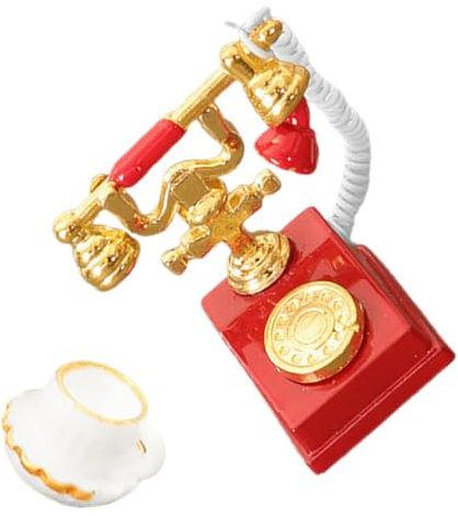 VICASKY 2 Stück Miniatur Puppenhaus Retro Telefon & Tasse Mini Telefon & Tasse Modell Vintage Miniatur Telefon Puppenhaus Mini Zubehör