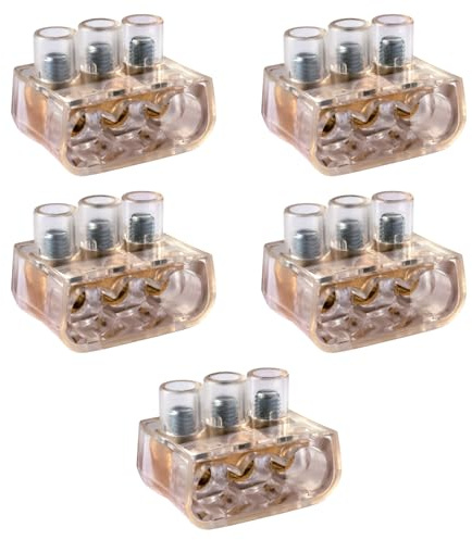 5 Morsetti forbox triplo, tripolare, sezione 3x 16mm² 16mmq, 3 poli, 3 fori, morsetto per cablaggio forbox, campanelle, in policarbonato e ottone, per scatole di derivazione, 450V 76A