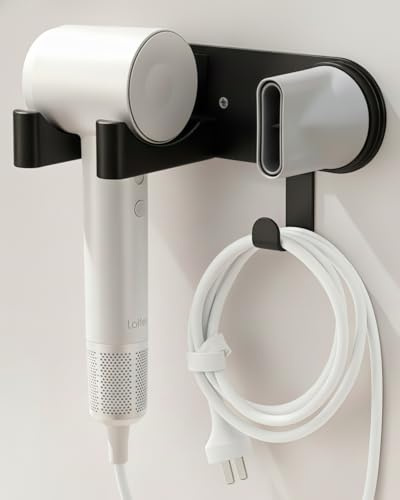 Föhnhalterung Wand Ohne Bohren, Fönhalter für Haartrockner, Edelstahl Haartrocknerhalter zum Kleben, Föhn Halterung für Badezimmer Schwarz Chochoyah
