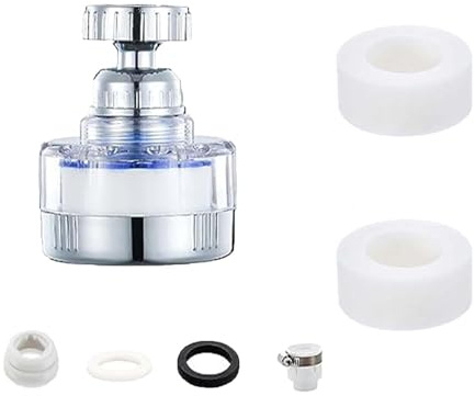 Filtro per Rubinetto del Bagno Rotante a 360°, Rimuove i Metalli Pesanti e l'Acqua Dura. Filtro per Rubinetto del Lavandino per Cucina e Bagno con 2 elementi filtranti rimpiazzabili.