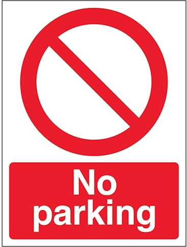 V Safety No Parking - Portrait 150 x 200 mm - 3mm Brushed Aluminium Composite Safety Sign
