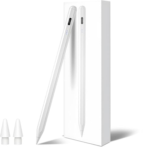 Anluomafuy Penna per Apple iPad 2018-2025, Penna per iPad Palm Rejection, Ricarica rapida, Sensibilità All'inclinazione, per iPad 6/7/8/9ª, Air 3/4ª, Mini 5/6ª, Pro 11/12.9(1-5ª)