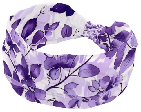 Large bandeau élastique à motif lilas vif pour femme, idéal pour le yoga, l'entraînement, le lavage du visage et le maquillage