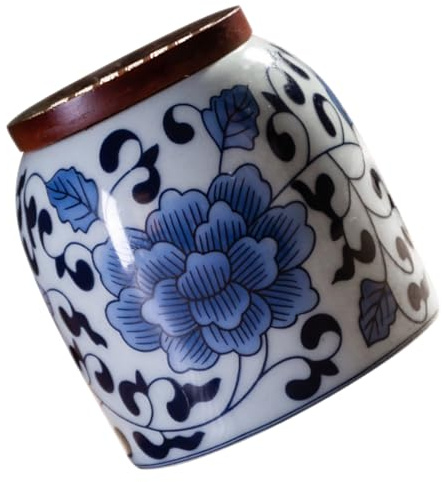 TOPPERFUN Caja De Té Con Tapa De Madera Tarro De Porcelana Vintage Bote De Porcelana Para Té Suelto Para Almacenar Dulces Cocina o Salón