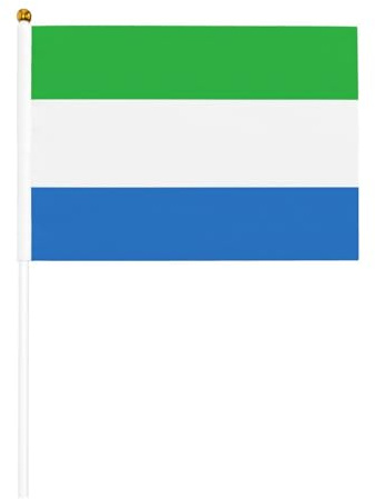 Bandera de Sierra Leona pequeña bandera de mano para juegos deportivos y festivales, decoración de desfile, bandera de 5.5 x 8.2 pulgadas