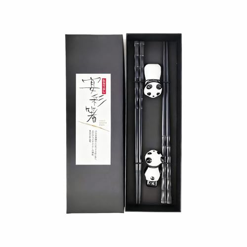 Bustlwor 2 Piezas Panda Bacchette, Bacchette Sushi con Porta Bacchette Panda, Bacchette Cinesi Con Confezione Regalo Voor Sushi-restaurants, Thuis