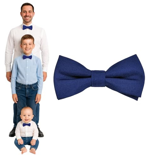 DonDon Fliege Herren Kinder Jungen oder Babys Dunkelblau matt, vorgebunden und längenverstellbar aus Baumwolle Gabardine - festliches Accessoire für Hochzeit, Kommunion und Feier