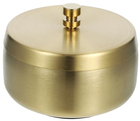 Hohopeti Windproof Ashtray with Lid Stainless Steel Desktop Ash Container Smokeless Outdoor Patio Tabletop Decoration