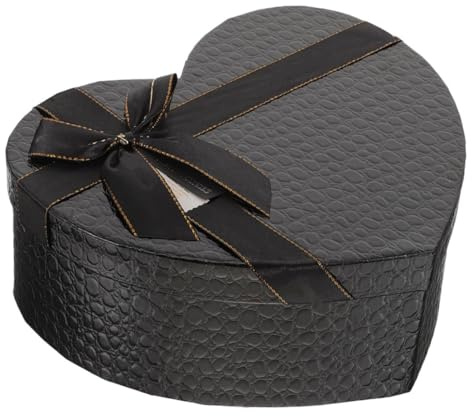 ibasenice Herzförmige Geschenkbox aus Papier mit Deckel Kleine Verpackungsschachtel für Pralinen Kosmetik und Schmuck Schwarze Faltschachtel für Blumenarrangements Stilvolle
