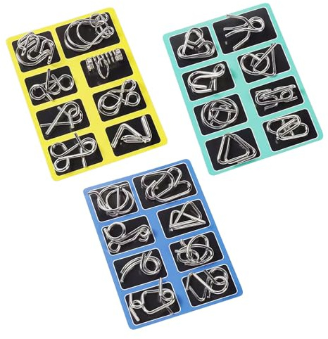 Heqxwl Metall Knobelspiele Set 24 Stück – 3D Geduldspiele IQ Puzzle für Kinder & Erwachsene, Klassische Entwirrspiele zur Konzentrationsförderung und Stressabbau